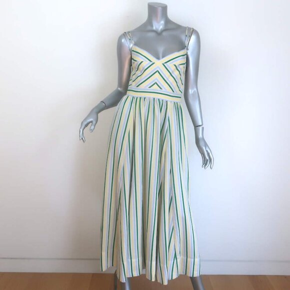 La Ligne Dresses & Skirts - La Ligne Tracey Striped Midi Dress Yellow/Green Size Small